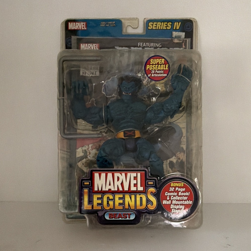Marvel Legends Series IV Beast X-Men Action Figure w/ Comic Book & Stand 2003